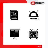 Creative Set of 4 Universal Glyph Icons isolated on White Background vector