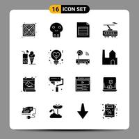 16 Black Icon Pack Glyph Symbols Signs for Responsive designs on white background 16 Icons Set vector