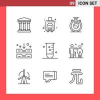 9 Icon Pack Line Style Outline Symbols on White Background Simple Signs for general designing vector