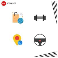 4 Flat Icon concept for Websites Mobile and Apps shopping bag location iot sport marker Editable Vector Design Elements