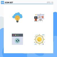 4 Thematic Vector Flat Icons and Editable Symbols of idea app focus office sync Editable Vector Design Elements