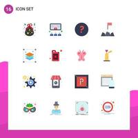 Group of 16 Flat Colors Signs and Symbols for layers copy layers presentation mountains question Editable Pack of Creative Vector Design Elements