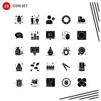 Collection of 25 Vector Icons in solid style Pixle Perfect Glyph Symbols for Web and Mobile Solid Icon Signs on White Background 25 Icons