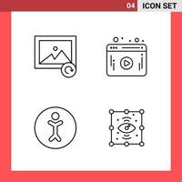 4 Icon Pack Line Style Outline Symbols on White Background Simple Signs for general designing vector