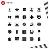 Group of 25 Solid Glyphs Signs and Symbols for location map drugs google labour Editable Vector Design Elements