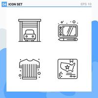 Modern 4 Line style icons Outline Symbols for general use Creative Line Icon Sign Isolated on White Background 4 Icons Pack vector