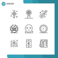 9 Universal Outlines Set for Web and Mobile Applications bones building instrument university banking Editable Vector Design Elements