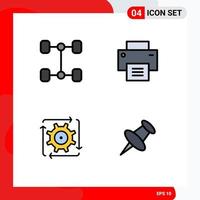 Set of 4 Modern UI Icons Symbols Signs for automobile flow interface workflow marker Editable Vector Design Elements