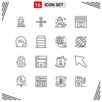 16 Icons Line Style Grid Based Creative Outline Symbols for Website Design Simple Line Icon Signs Isolated on White Background 16 Icon Set vector