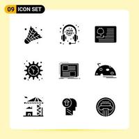 9 Creative Icons for Modern website design and responsive mobile apps 9 Glyph Symbols Signs on White Background 9 Icon Pack vector