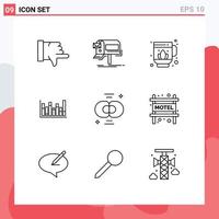 9 Universal Outlines Set for Web and Mobile Applications cell biochemistry jag down line Editable Vector Design Elements