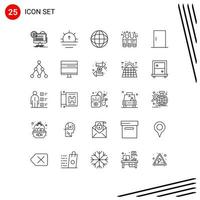 25 Thematic Vector Lines and Editable Symbols of door liquid weather drug wreath Editable Vector Design Elements