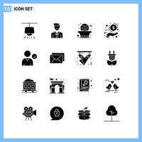 16 Icons Solid style Creative Glyph Symbols Black Solid Icon Sign Isolated on White Background vector