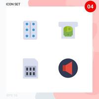 4 Universal Flat Icon Signs Symbols of pastilles sim atm card sound Editable Vector Design Elements