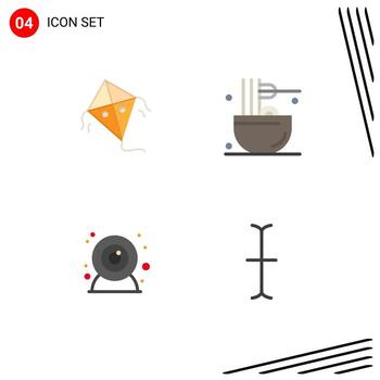 4 iconos planos vectoriales temáticos y símbolos editables de kite web cam cocina comida cursor elementos de diseño vectorial editables vector