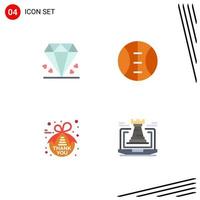 Mobile Interface Flat Icon Set of 4 Pictograms of diamond thanksgiving mother note tower Editable Vector Design Elements