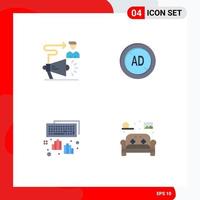 Group of 4 Modern Flat Icons Set for campaign hands announcement blocker programming Editable Vector Design Elements