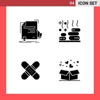 4 Icon Pack Solid Style Glyph Symbols on White Background Simple Signs for general designing vector