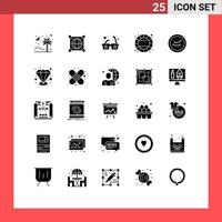 Set of 25 Vector Solid Glyphs on Grid for sleep color wheel scince wheel color Editable Vector Design Elements