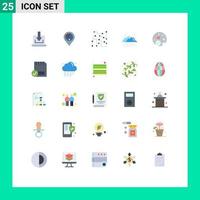 Group of 25 Modern Flat Colors Set for moon rain location cloud physical science Editable Vector Design Elements