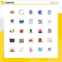 grupo de 25 signos y símbolos de colores planos para elementos de diseño de vectores editables de reparación conectada a celdas de datos en línea