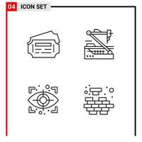 4 iconos generales para el diseño de sitios web, impresión y aplicaciones móviles 4 símbolos de contorno signos aislados sobre fondo blanco paquete de 4 iconos vector
