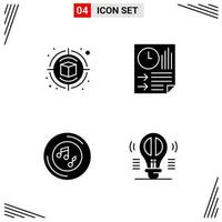 4 Icons Solid Style Grid Based Creative Glyph Symbols for Website Design Simple Solid Icon Signs Isolated on White Background 4 Icon Set vector