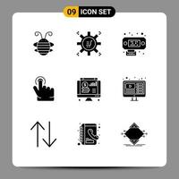 paquete de iconos vectoriales de stock de 9 signos y símbolos de línea para la tecnología de marketing en dólares web elementos de diseño vectorial editables con clic manual vector