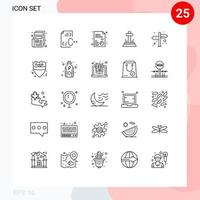 25 Universal Lines Set for Web and Mobile Applications navigation easter file cross celebration Editable Vector Design Elements