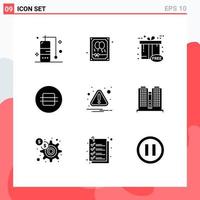 9 Universal Solid Glyph Signs Symbols of error alert cyber macaroon eat Editable Vector Design Elements