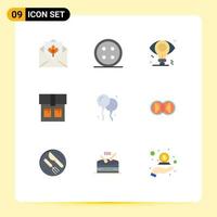 Mobile Interface Flat Color Set of 9 Pictograms of fly fashion shirt bag bulb Editable Vector Design Elements