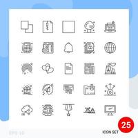 Universal Icon Symbols Group of 25 Modern Lines of accounting key drinks hardware access Editable Vector Design Elements