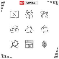 Pack of 9 creative Outlines of arrow sign cable hazard water Editable Vector Design Elements