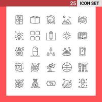 25 Icon Pack Line Style Outline Symbols on White Background Simple Signs for general designing vector