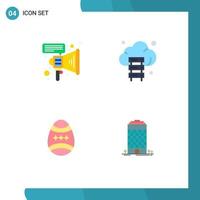 Pack of 4 Modern Flat Icons Signs and Symbols for Web Print Media such as marketing easter cloud technology building Editable Vector Design Elements