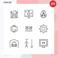 Mobile Interface Outline Set of 9 Pictograms of paper crypto currency easter egg crypto grid coin Editable Vector Design Elements