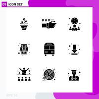 Modern Set of 9 Solid Glyphs and symbols such as drum office monitoring meeting pulse Editable Vector Design Elements