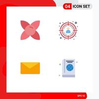 Modern Set of 4 Flat Icons Pictograph of bloom user nature target customer passport Editable Vector Design Elements