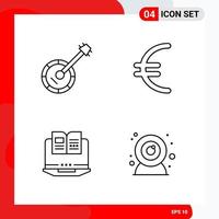 Creative Set of 4 Universal Outline Icons isolated on White Background vector