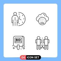 4 Line Black Icon Pack Outline Symbols for Mobile Apps isolated on white background 4 Icons Set vector