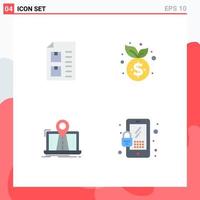 Group of 4 Modern Flat Icons Set for check navigation list management system Editable Vector Design Elements