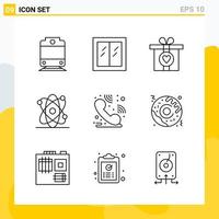 colección de 9 iconos de línea universal conjunto de iconos para web y móvil vector