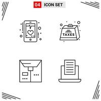 4 Icons Line Style Grid Based Creative Outline Symbols for Website Design Simple Line Icon Signs Isolated on White Background 4 Icon Set vector