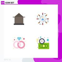 Set of 4 Commercial Flat Icons pack for building present hut internet advertising budget estimate Editable Vector Design Elements