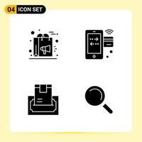 4 Creative Icons for Modern website design and responsive mobile apps 4 Glyph Symbols Signs on White Background 4 Icon Pack vector