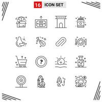 16 Icons Line Style Grid Based Creative Outline Symbols for Website Design Simple Line Icon Signs Isolated on White Background 16 Icon Set vector