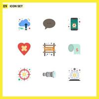 Universal Icon Symbols Group of 9 Modern Flat Colors of accommodation heart bubble heal smartphone Editable Vector Design Elements