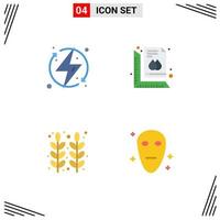 4 Creative Icons Modern Signs and Symbols of charge document energy ruler food Editable Vector Design Elements