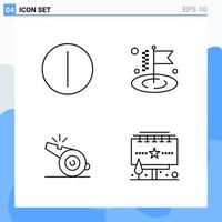 iconos de estilo moderno de 4 líneas delinean símbolos para uso general signo de icono de línea creativa aislado en fondo blanco paquete de 4 iconos vector