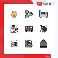 Set of 9 Modern UI Icons Symbols Signs for wagon trailer space caravan insurance Editable Vector Design Elements